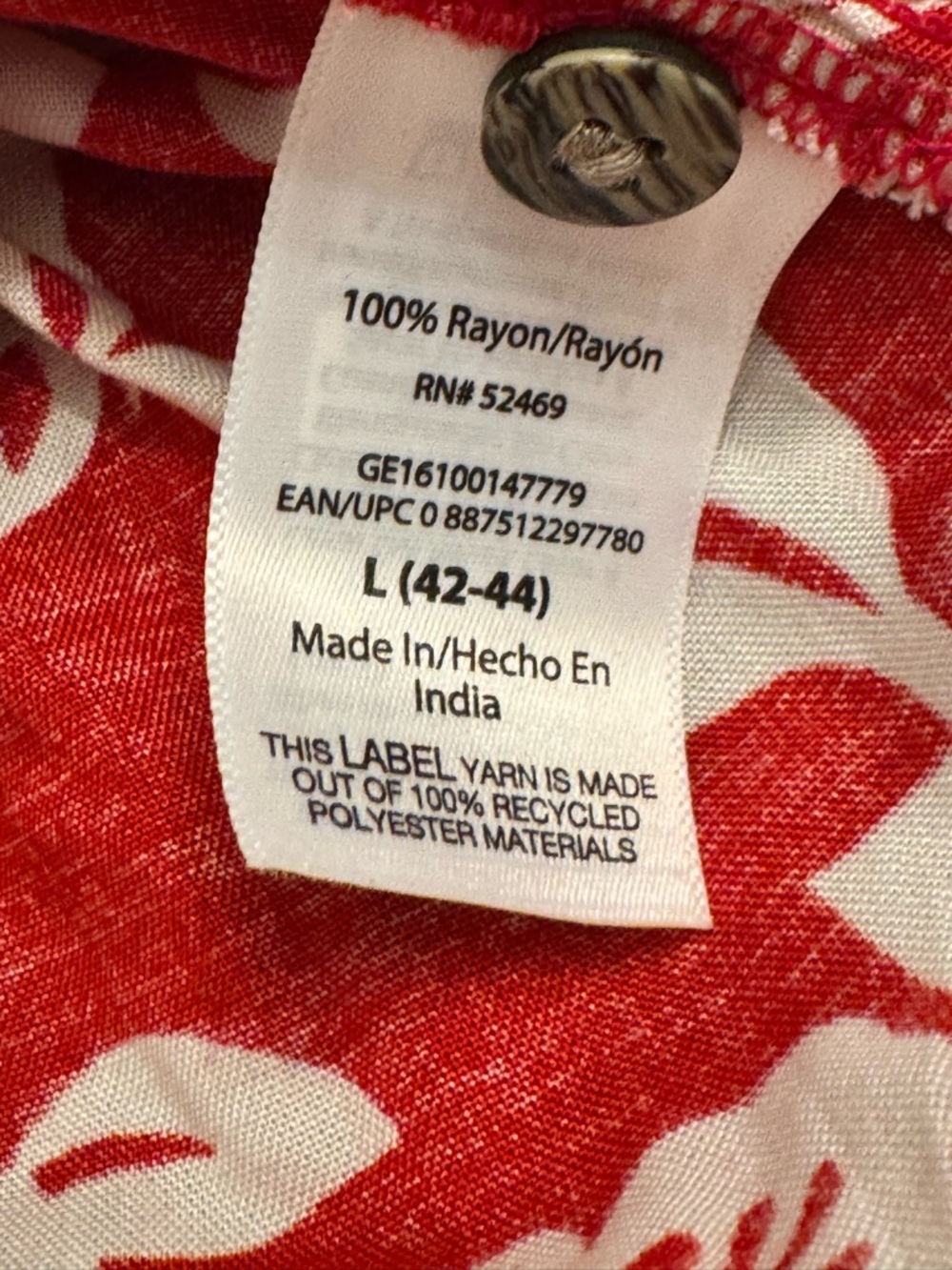 George Men’s Hawaiian Shirt L NWT Red White Hibiscus Floral Rayon Aloha Camp Top - Picture 11 of 11